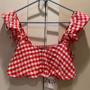 *NWT* Zara Gingham Crop Top